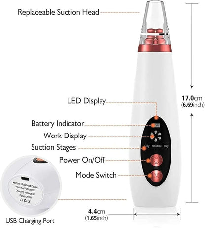 Blackhead Remover Vacuum – Deep Pore Cleaner with 3 Suction Levels & 7 Heads