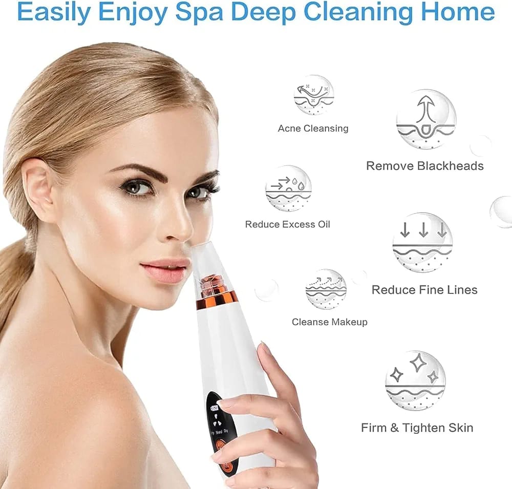 Blackhead Remover Vacuum – Deep Pore Cleaner with 3 Suction Levels & 7 Heads