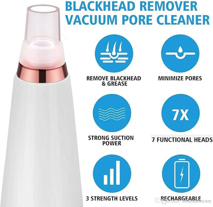 Blackhead Remover Vacuum – Deep Pore Cleaner with 3 Suction Levels & 7 Heads